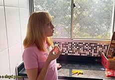 i grabbed the skinny latina teen in the kitchen and fucked her hard