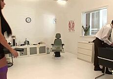 busty brunettes get boob job checkup, then anal foursome with kinky dp