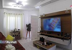 Hot wife Thay Ksada flashes delivery man after shower in just a nightgown