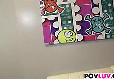 Blonde teen stacie andrews sucks big cock in pov