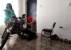 Innocent neighbor surprises with kinky submissive roleplay in lingerie