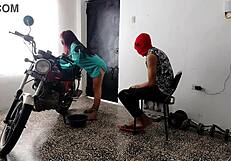 Innocent neighbor surprises with kinky submissive roleplay in lingerie