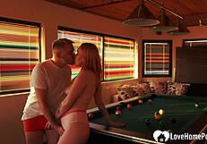 Sexy Redhead Breaks Pool Rules With Deepthroat Blowjob