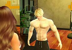 Blonde Muscular Man Has Sex in Gym