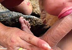 Fucking that blonde deliciously on the white beach, so hot and wild.