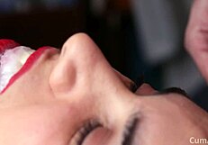 close up of a mouthful swallow scene