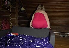 Mature Housewife on Webcam Teases Friend with Chubby Figure, Stockings, Big Ass Under Skirt