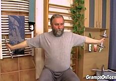 Petite Teen Drills Grandpa Hard at the Gym
