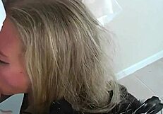 Halloween blonde milf sucking dick and taking facials
