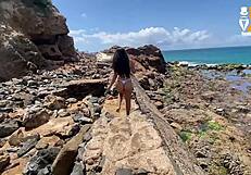 Hey, I was with his hotwife on the beach while cuckold watched online