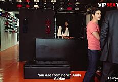 Black Slut Noe Milk Fucked by Two Euro Cocks Outdoors.