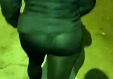 Mature Big Ass Flashes In Transparent Leggings Outdoors