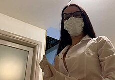 hot nurse in latex gloves teases with deepthroat and handjob in hospital 😏