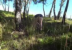 Hey, look at this dildo we found in the forest! Watch girlfriend pound milf doggystyle with shaking big ass.