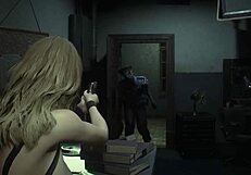 Claire redfield shows off her athletic topless fitness routine