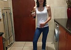 Pisswhore Peeing in Jeans While Smoking and Stripping - WOW!