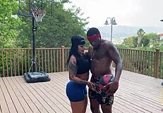 Basketball game turns into bareback sex with Monica Santhiago
