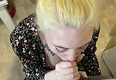 Instead of homework, she sucked my big cock with skill