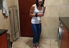 Pisswhore Peeing in Jeans While Smoking and Stripping - WOW!