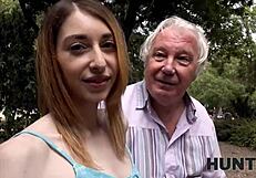 hunt4k young lady gets bent over for blowjob while boyfriend watches