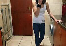 Pisswhore Peeing in Jeans While Smoking and Stripping - WOW!