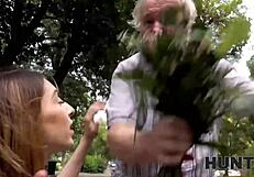 hunt4k young lady gets bent over for blowjob while boyfriend watches