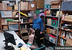 Catarina Petrov enjoys rough pussy licking and blowjob in teen robbers shop