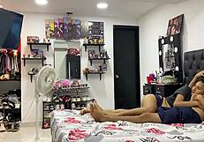 Watching movies with my STEPBROTHER, he calms my fears with a GOOD FUCK and caresses!