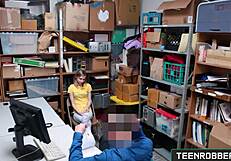 Catarina Petrov enjoys rough pussy licking and blowjob in teen robbers shop