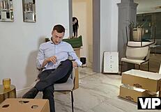 Vip4k story unfolds as tattooed brunette seduces neighbor with rimjob in wild encounter