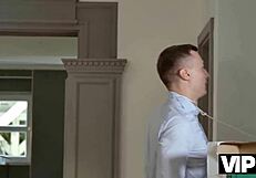 Vip4k story unfolds as tattooed brunette seduces neighbor with rimjob in wild encounter