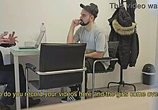 Straight Broker Gets Convinced For Blowjob And Handjob On Monster Cock!