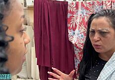 Teen Bent Over for Two Cocks While Stepmom Watches