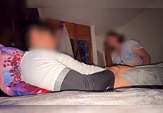 Mexican milf madrastra catches stepson jerking in bedroom on camera