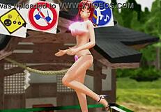 naked girl bounces tits and ass while dancing outdoors