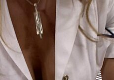 blonde big tits milf stormie white engages in lesbian sex with hairless pussy and anal play