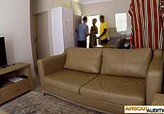 Pure African amateur model attends casting with her boyfriend