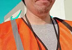 Asian Walking About During Work