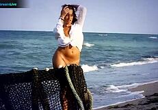 Big Tits Brunette Jane Fingering Her Pussy At Beach