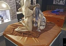 Den mein Jay Playhard ke saath Eva May aur Livie Blainn ka threeway, big black action!