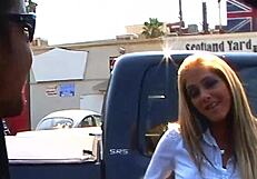 Carmel Moore takes boyfriend's huge cock in tight pussy