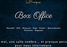 Box Office Babe Delivers Gentle Public Blowjob with French Flirt!