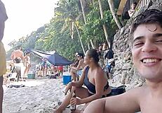 wife rims husband's best friend's ass, sucks his big black cock, then gets fucked in amazon and creampied in doggy