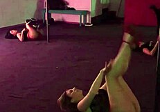 Pov doctora dances on pole showing off curves in hospital setting