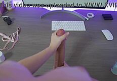 futa step sister jerk off huge cock and cumshot on tits