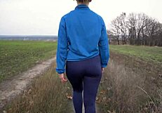 Wow, check this milf's nice ass in tight pants from behind view!
