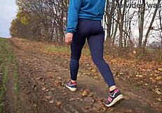 Wow, check this milf's nice ass in tight pants from behind view!