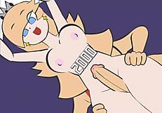 Princess Rosalina bent over in doggystyle, her pussy fucked by a big cock until orgasm and cum. Her big ass bouncing in the action.