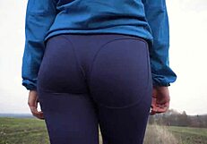 Wow, check this milf's nice ass in tight pants from behind view!