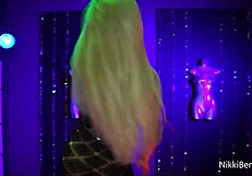 Busty bombshells Nikki Benz and Jessica Jaymes tease with big tits and ass before sucking that cock in a hot striptease.